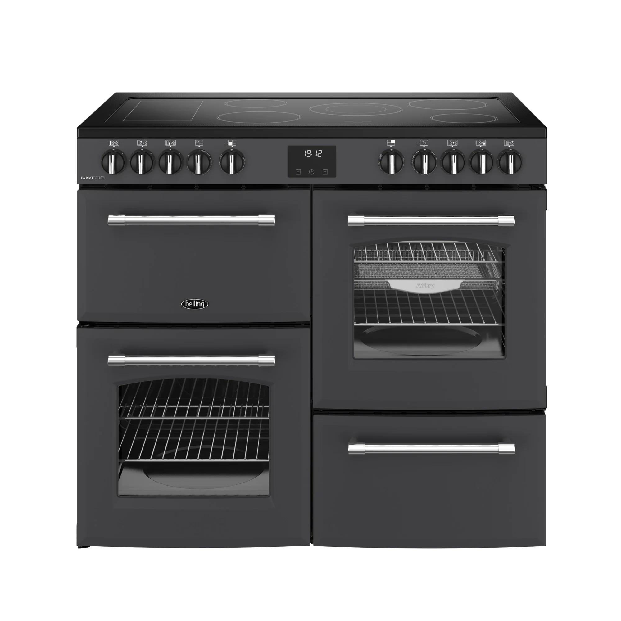 Belling RCA Farmhouse 100E 100cm Ceramic Range Cooker 444411825 Anthracite