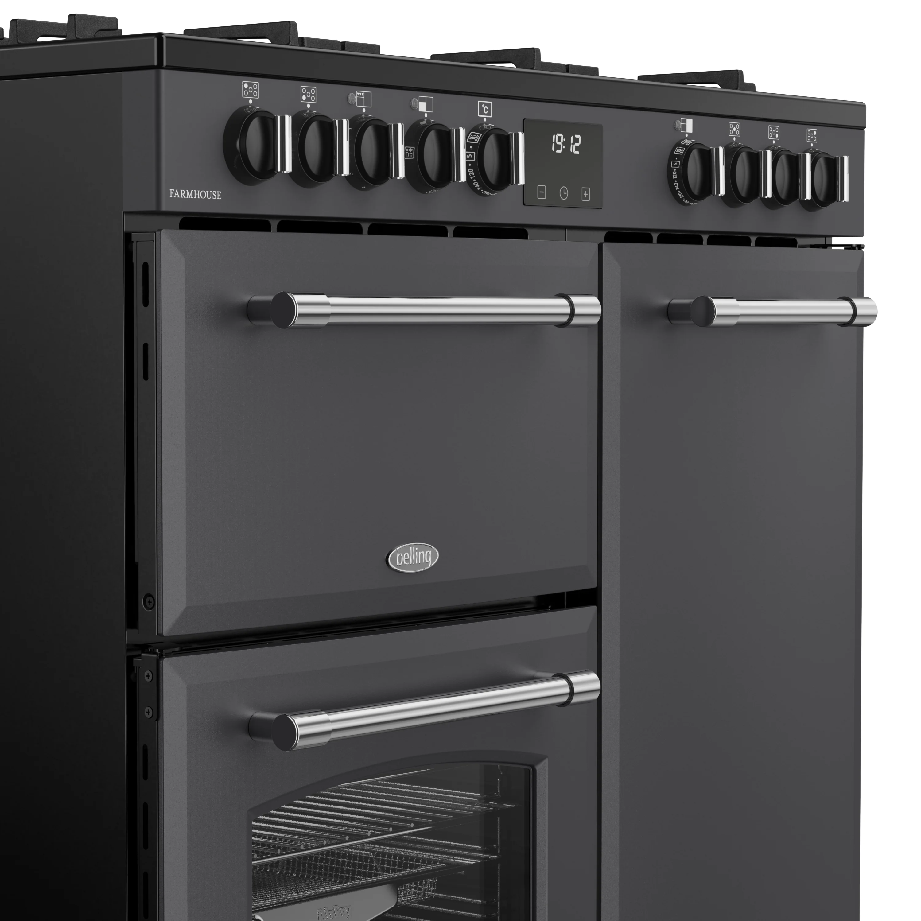Belling RCA Farmhouse 90DF 90cm Dual Fuel Range Cooker 444411819 Anthracite - Image 2