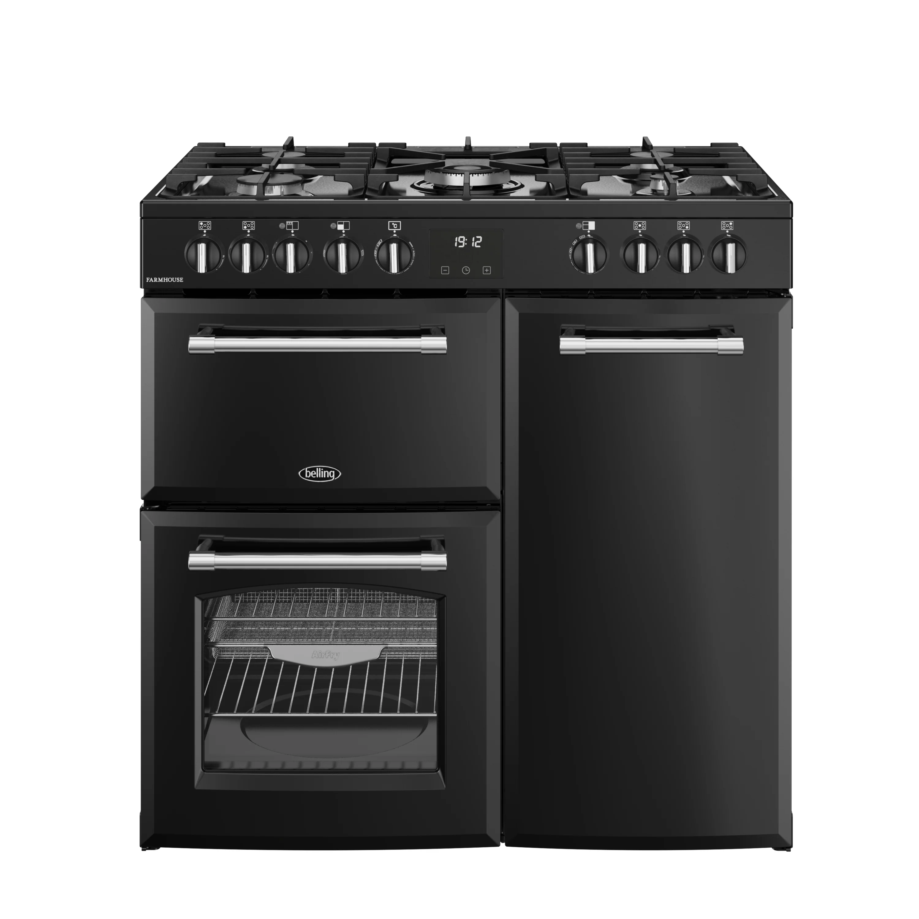 Belling RCA Farmhouse 90DF 90cm Dual Fuel Range Cooker 444411820 Black