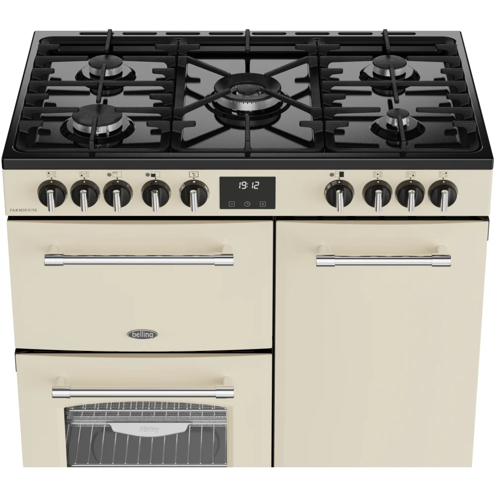 Belling RCA Farmhouse 90DF 90cm Dual Fuel Range Cooker 444411821 Cream - Image 3