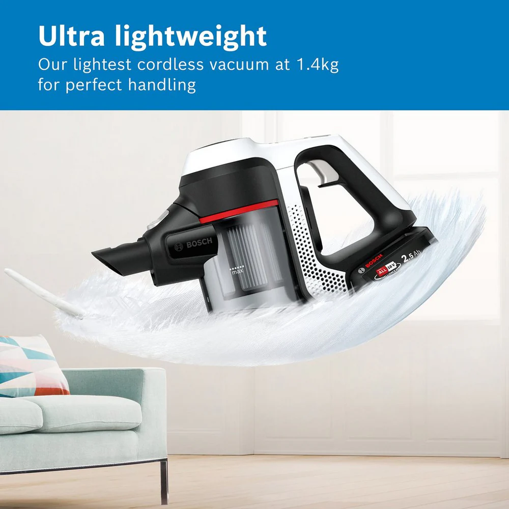 Bosch BCS612GB Unlimited Serie 6 ProHome Cordless Vacuum Cleaner - White - 30 Minute Run Time - Image 3