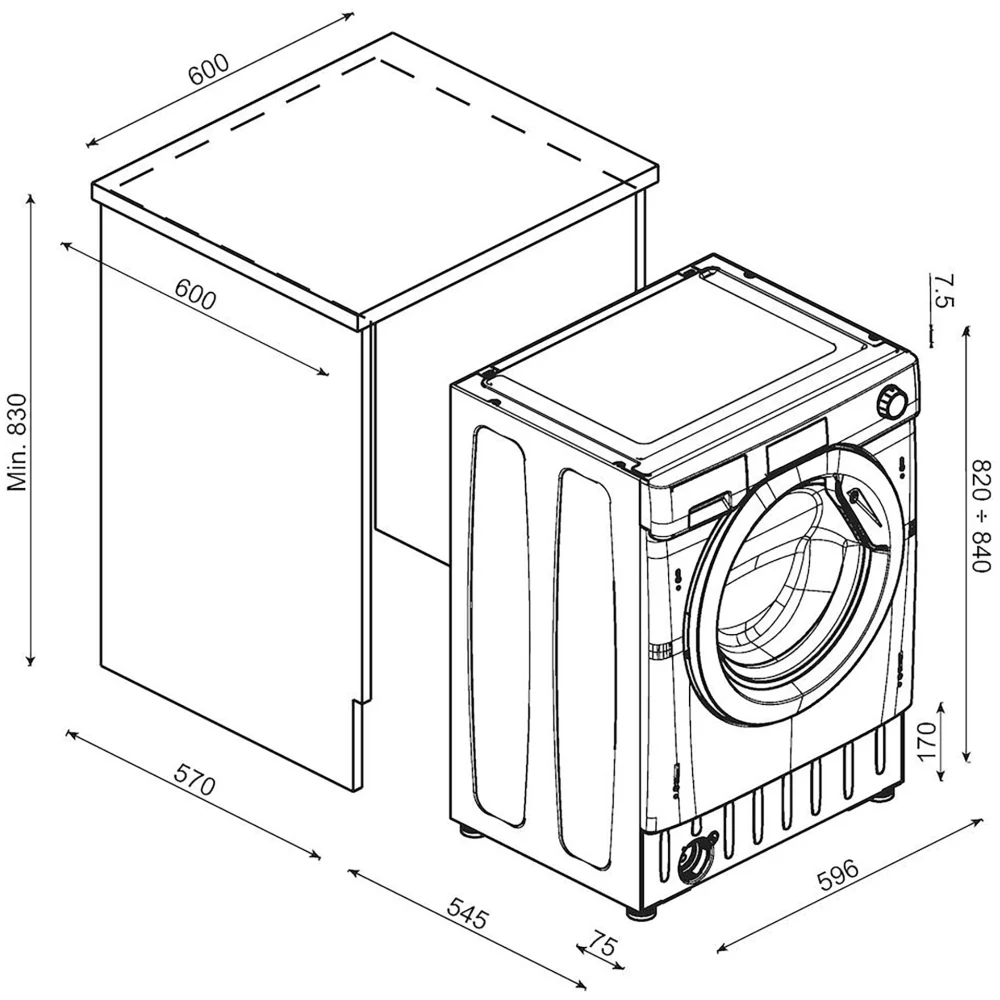 Candy CBD 485D13-80 8kg/5kg 1400rpm Integrated Washer Dryer - Image 9