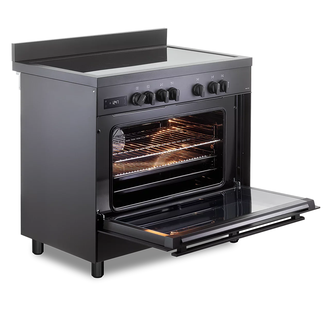 DeLonghi 90cm Single Cavity 5 Zone Induction Top Range Cooker DSR926IND-BL Black - Image 4