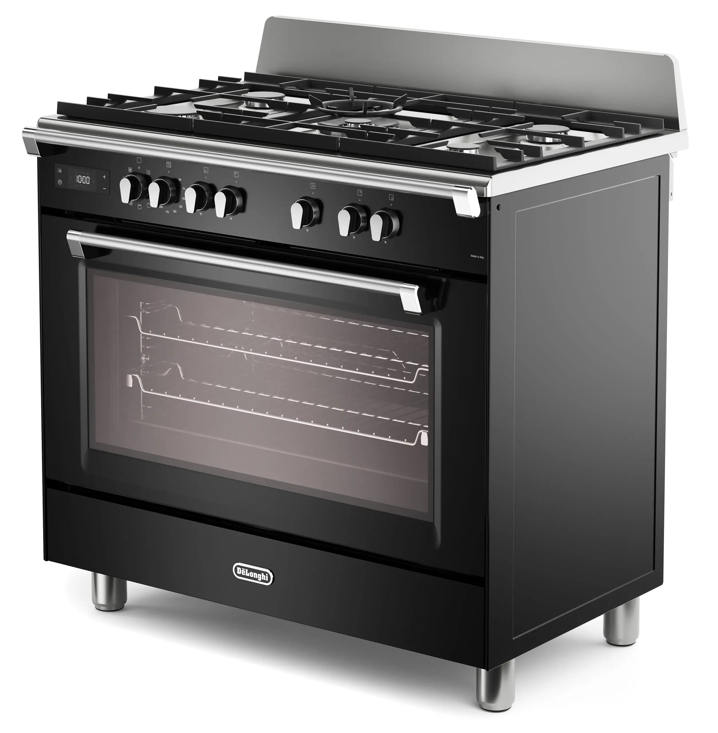 DeLonghi Bassano BS965MXN 90cm Single Cavity Dual Fuel Range Cooker Gloss Black - Image 3
