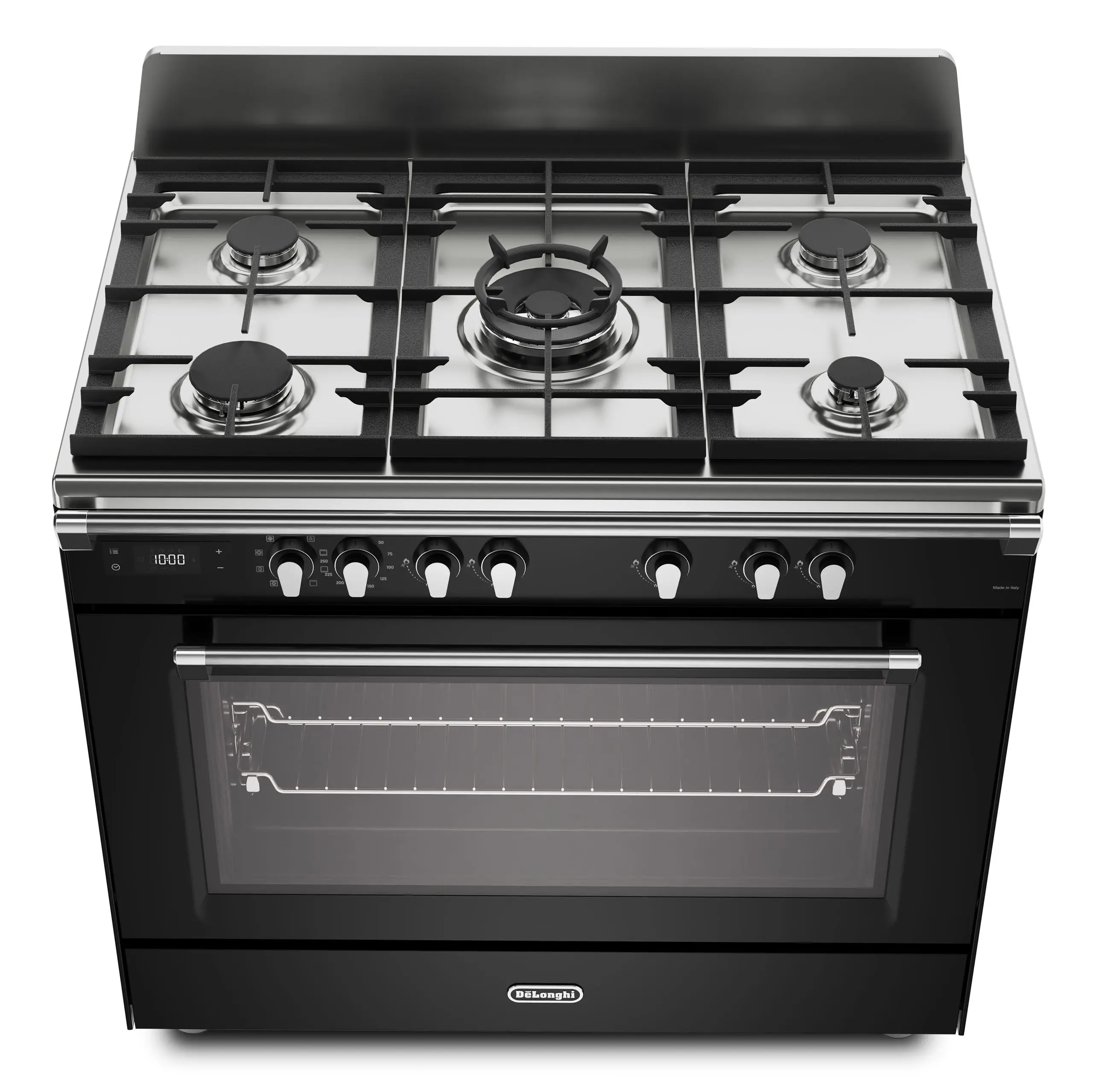 DeLonghi Bassano BS965MXN 90cm Single Cavity Dual Fuel Range Cooker Gloss Black - Image 4