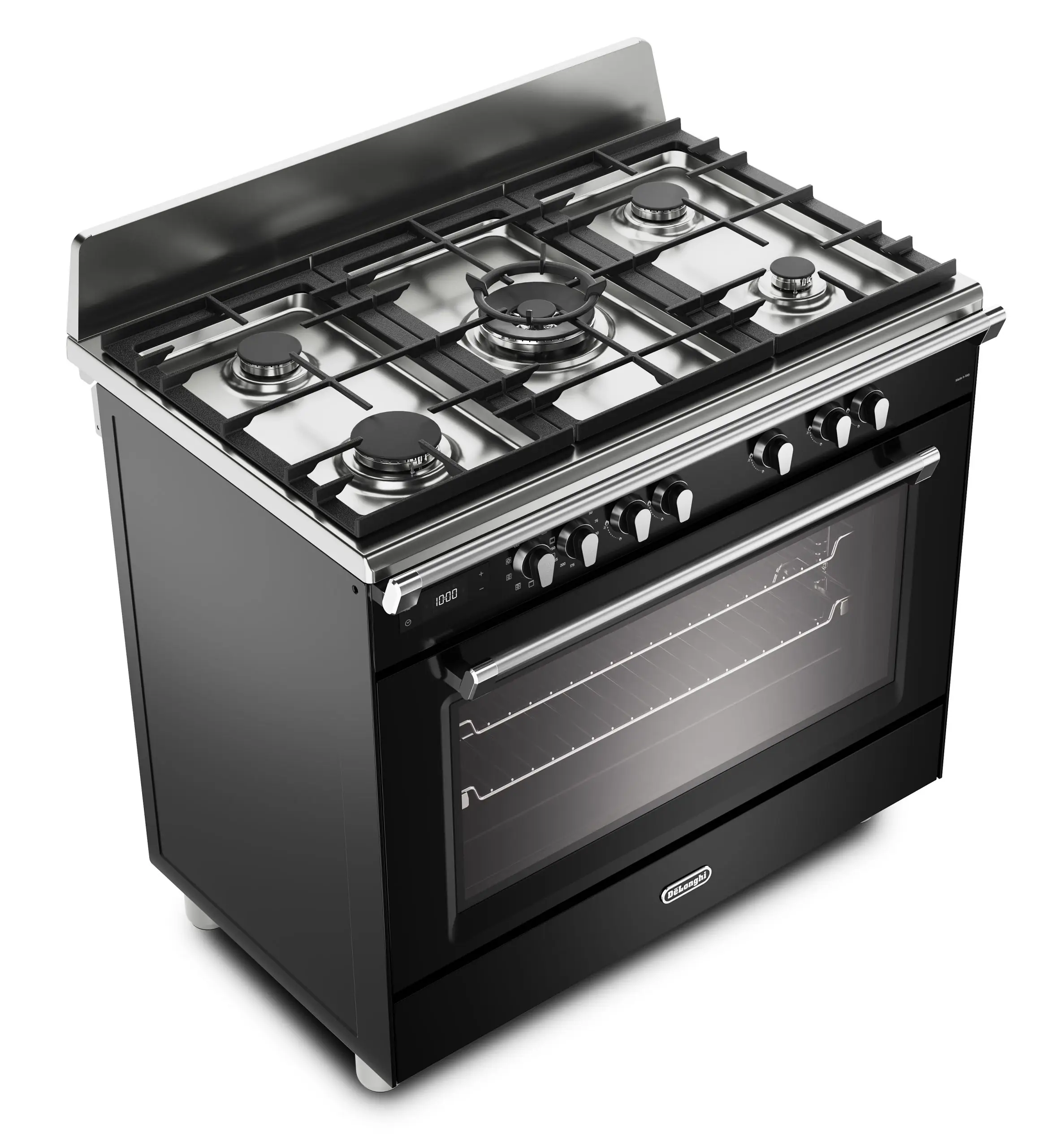 DeLonghi Bassano BS965MXN 90cm Single Cavity Dual Fuel Range Cooker Gloss Black - Image 5