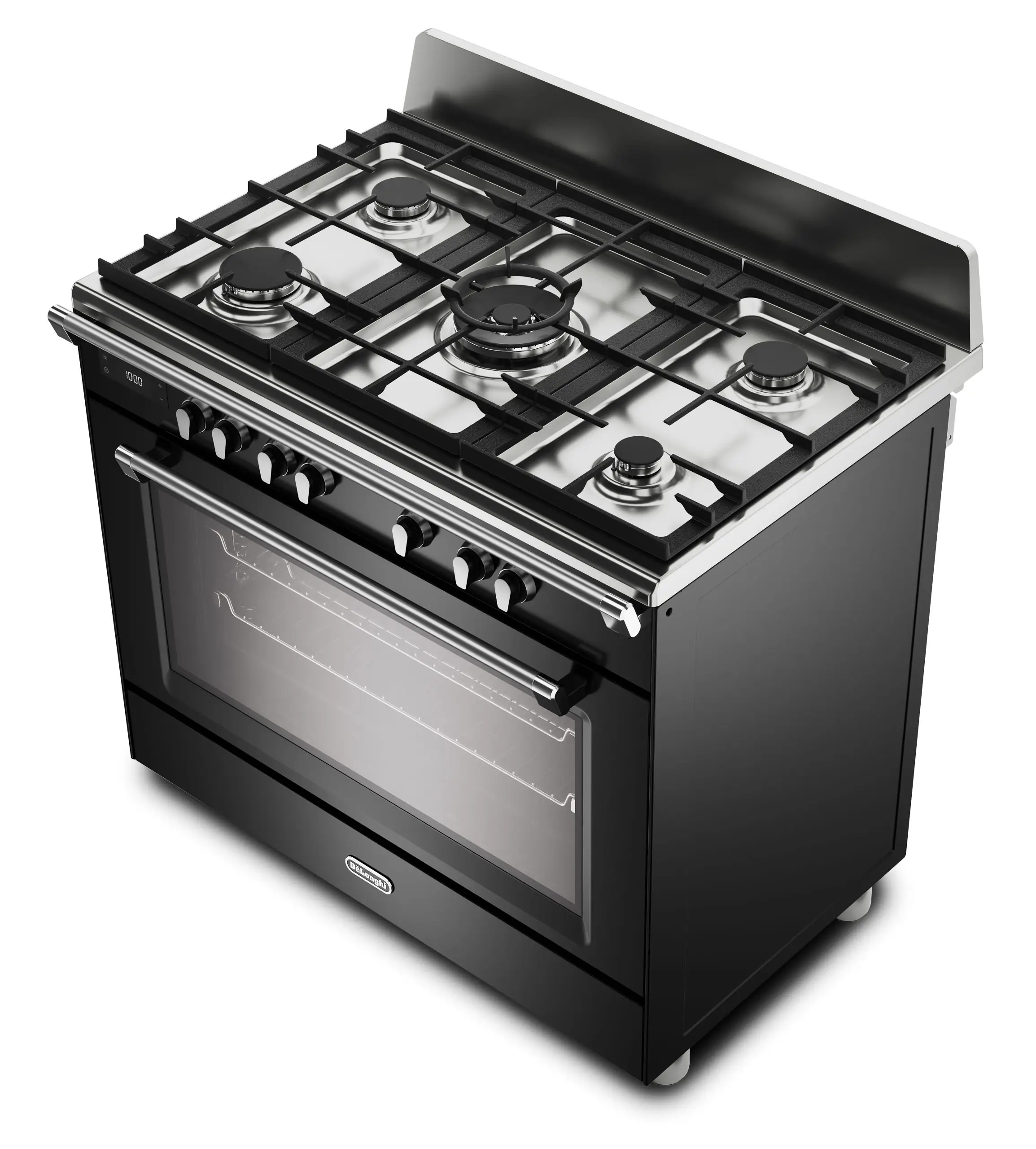 DeLonghi Bassano BS965MXN 90cm Single Cavity Dual Fuel Range Cooker Gloss Black - Image 6
