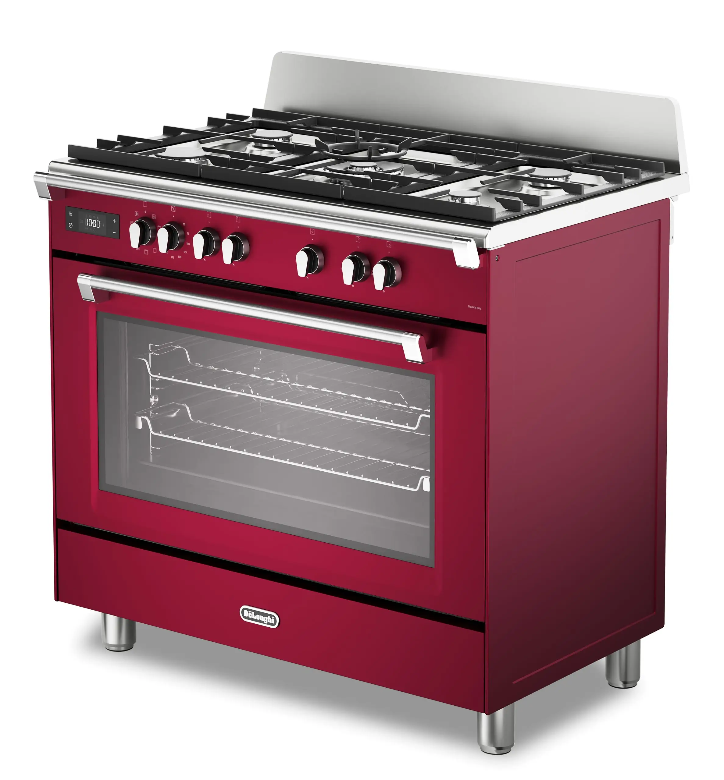 DeLonghi Bassano BS965MXR 90cm Single Cavity Dual Fuel Range Cooker Burgundy - Image 3