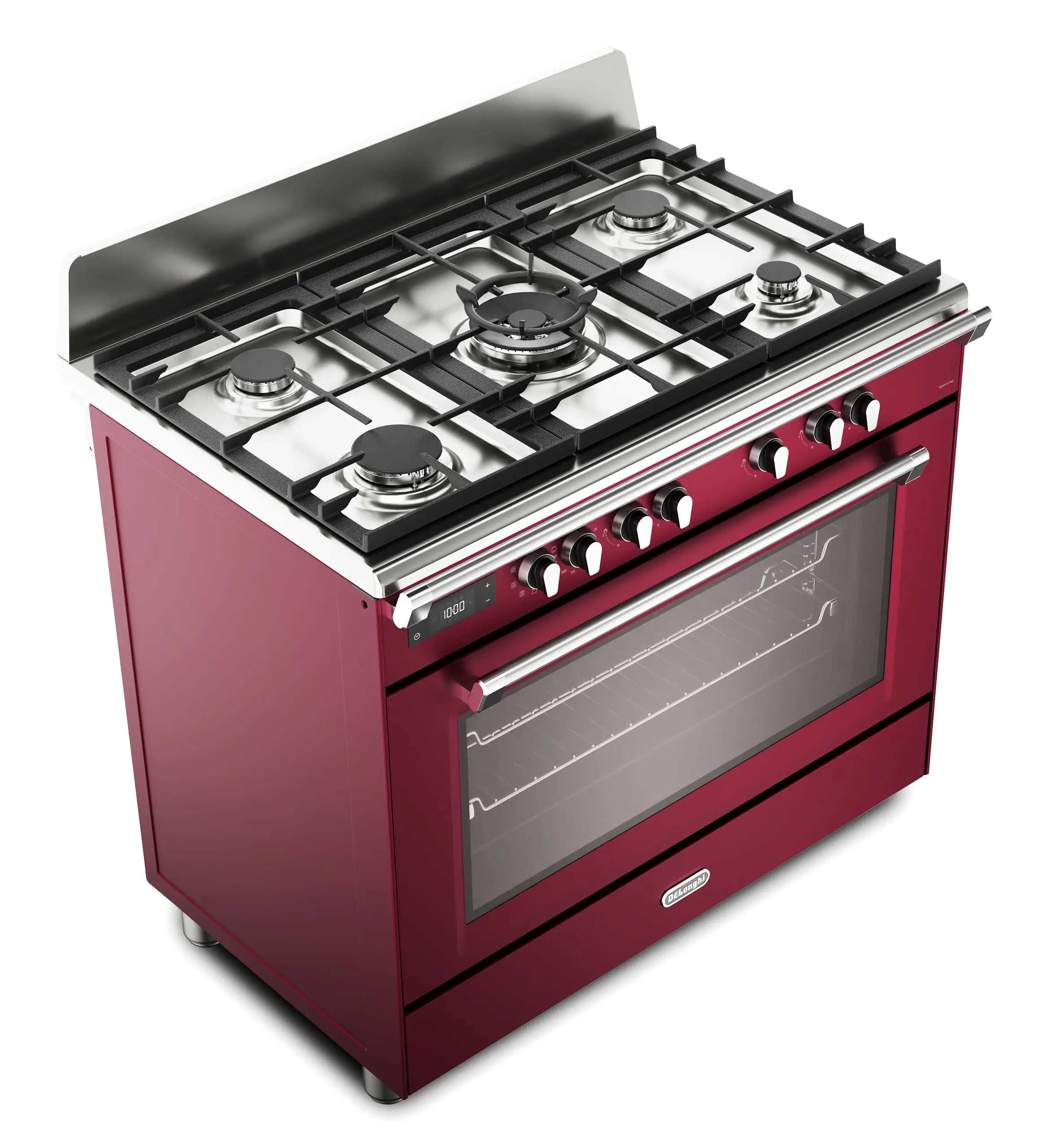 DeLonghi Bassano BS965MXR 90cm Single Cavity Dual Fuel Range Cooker Burgundy - Image 4