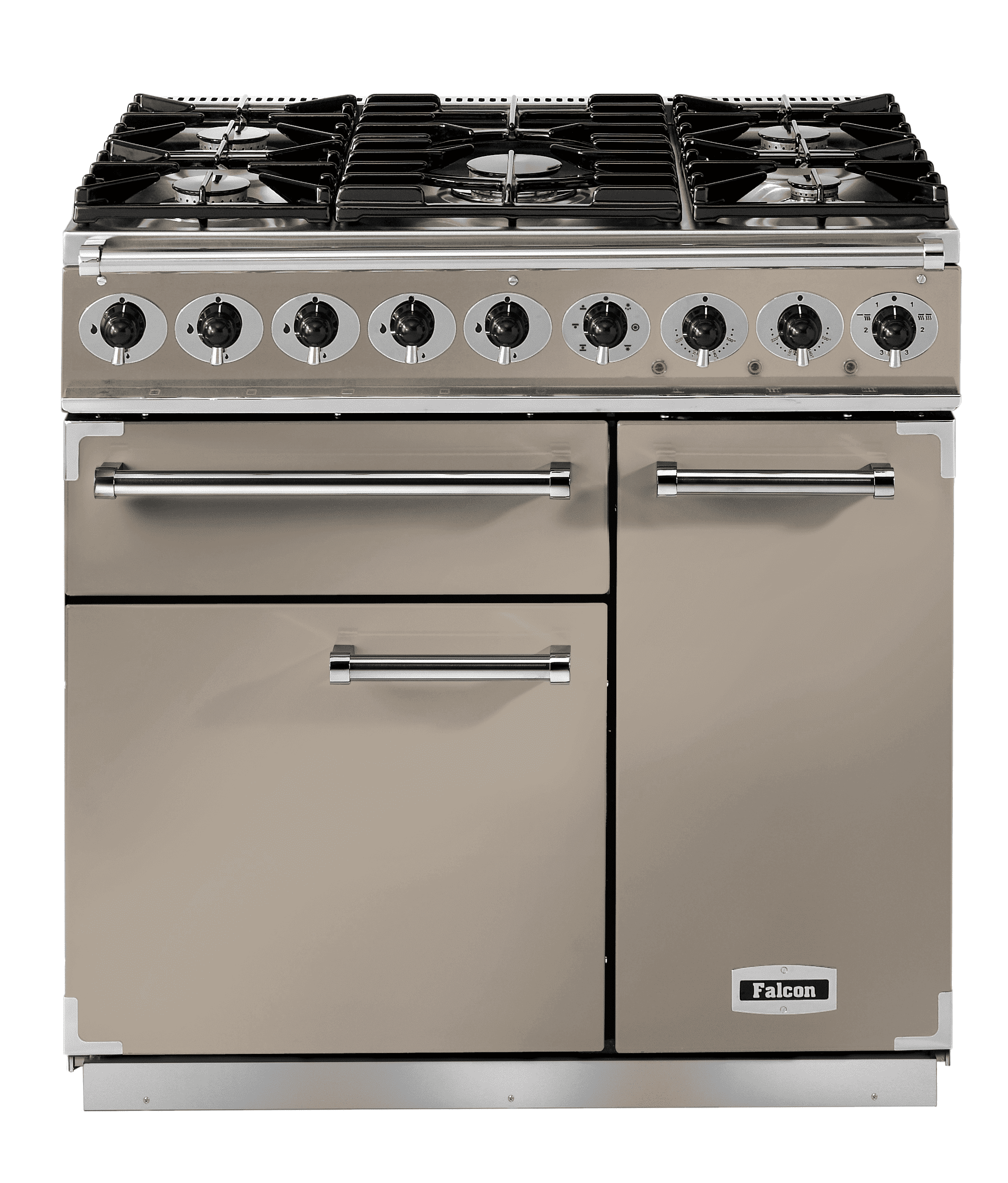Falcon Deluxe 90cm Dual Fuel Range Cooker Fawn with Nickel