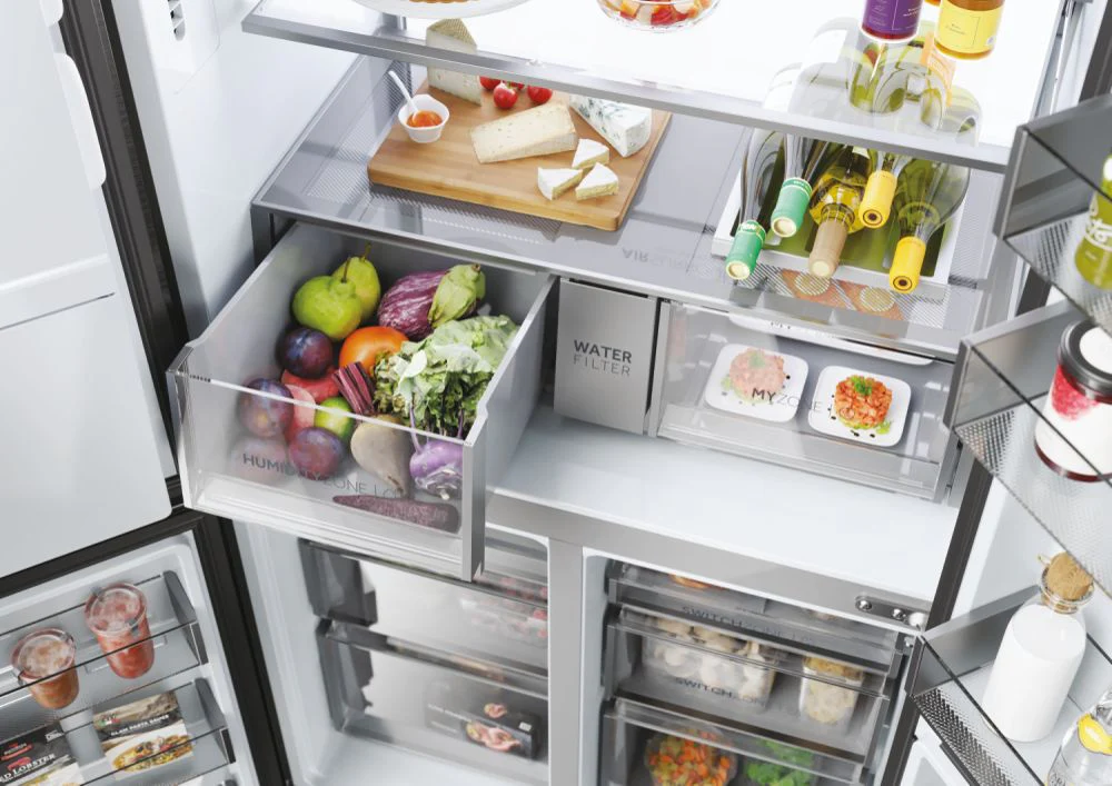 Haier Series 7 HCR7918EIMP Platinum Inox Plumbed American Fridge Freezer - Image 3