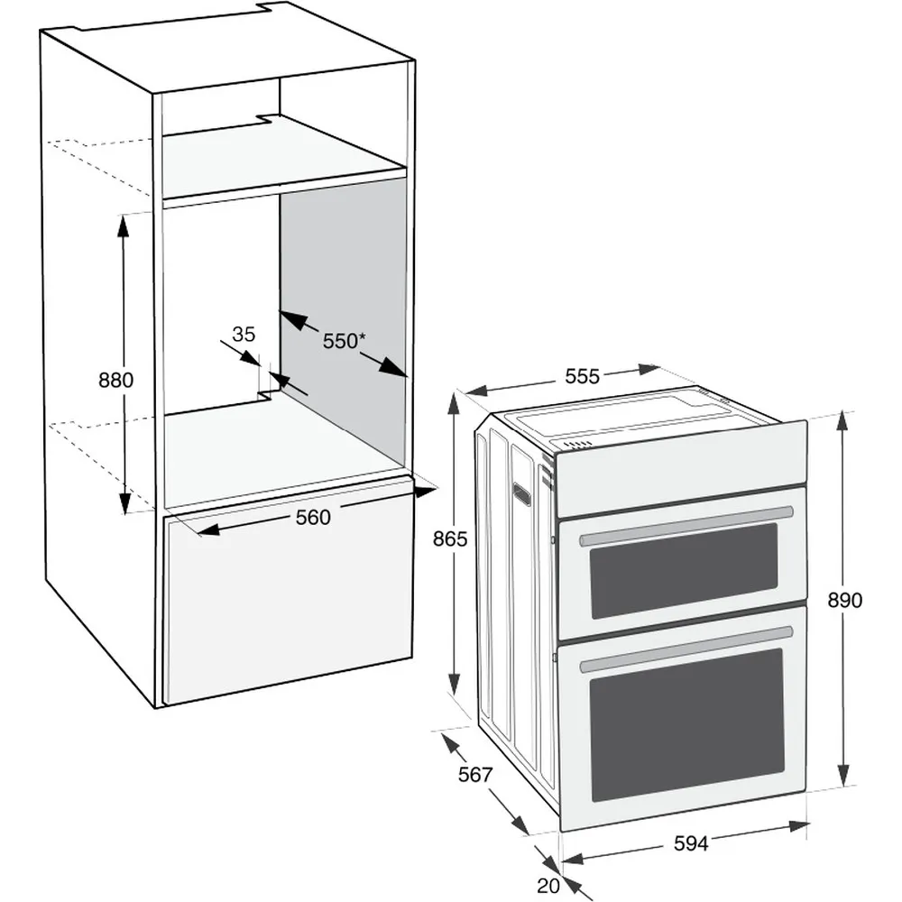 Hotpoint DIH10DW Built In Electric Double Oven White - Image 5