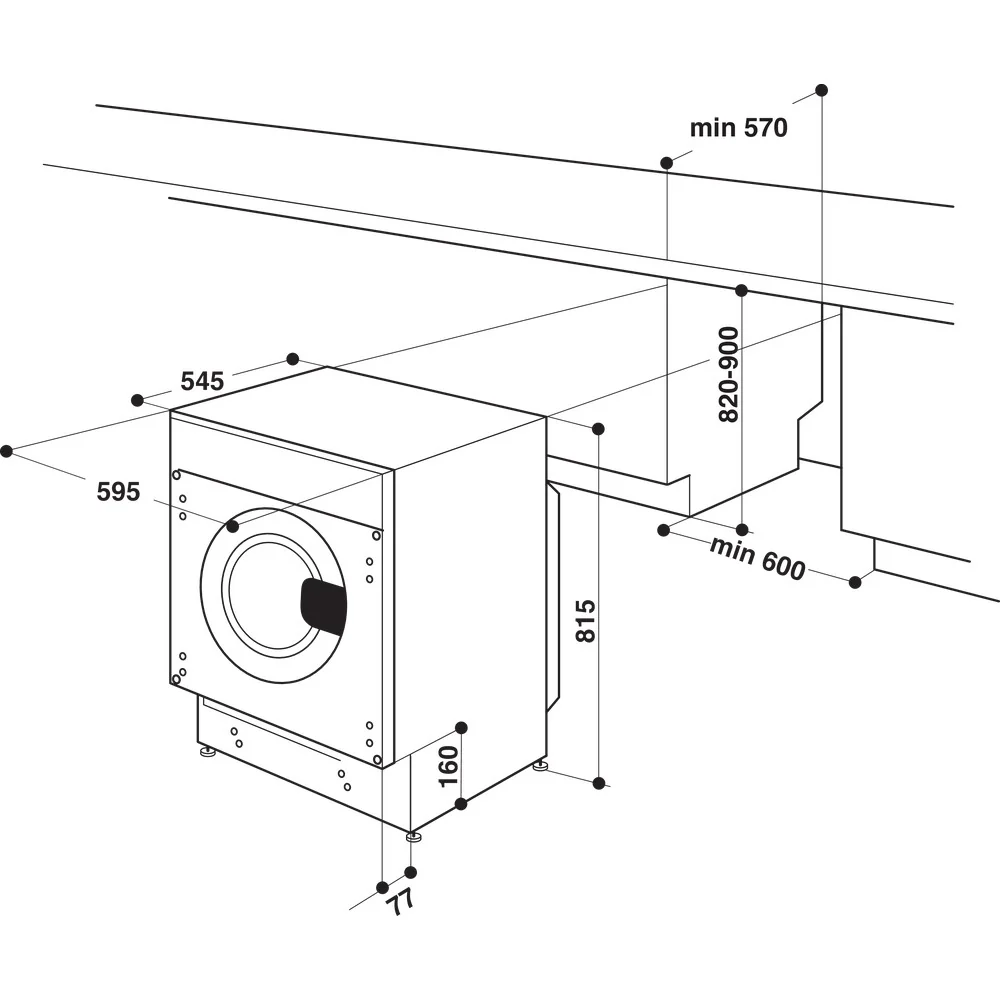 Indesit BIWMIL71252 7kg 1200rpm Integrated Washing Machine - Image 8
