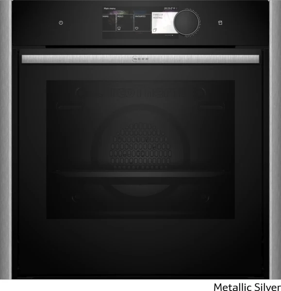 Neff B69VY7MY0 N90 Flex Design Pyrolytic Built In Single Oven Metallic Silver Trim + Twist Pad Flex®