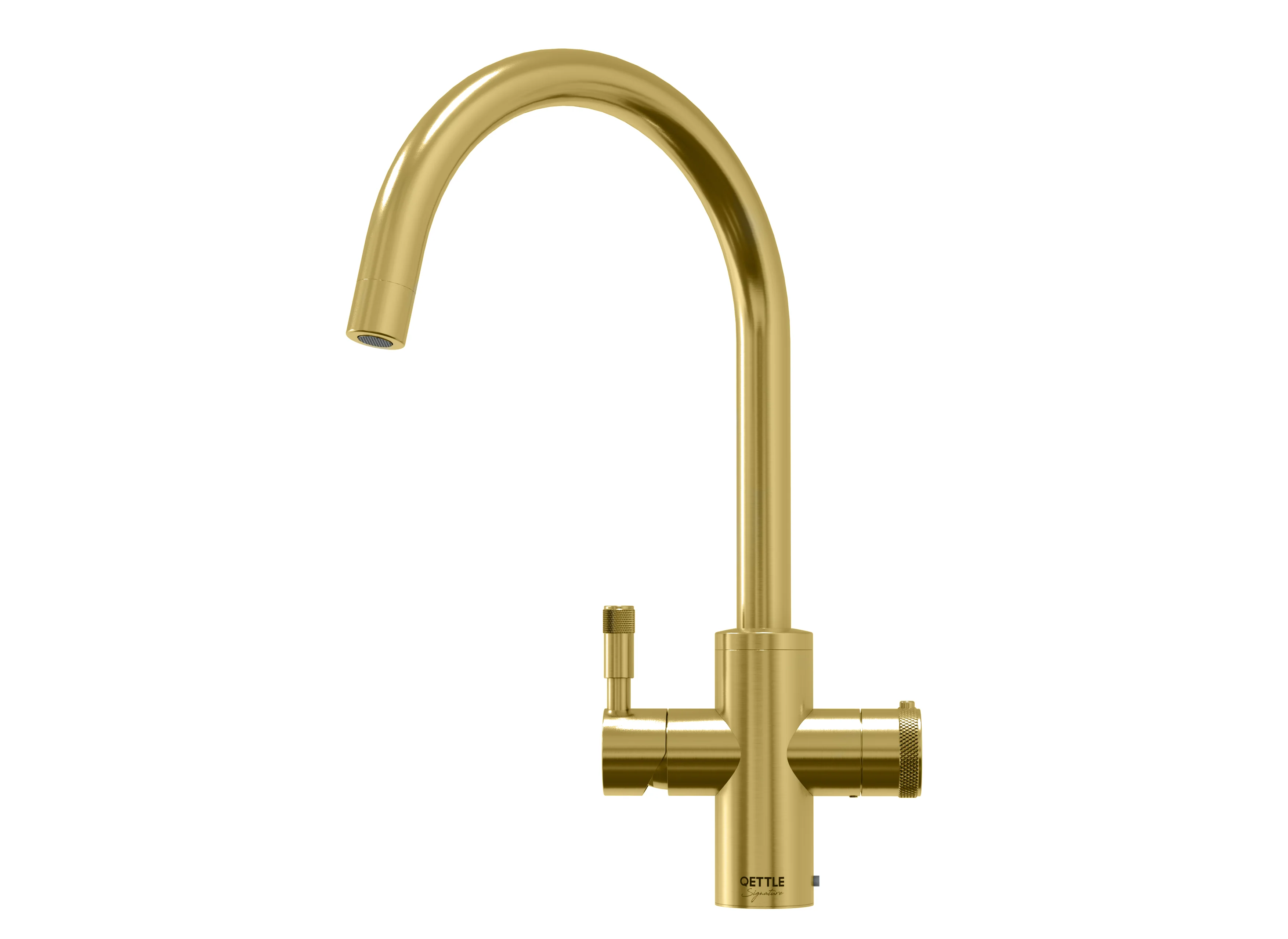 QETTLE Signature Modern 4 in 1 Boiling Water Tap 2 Litre Round Spout - Brass