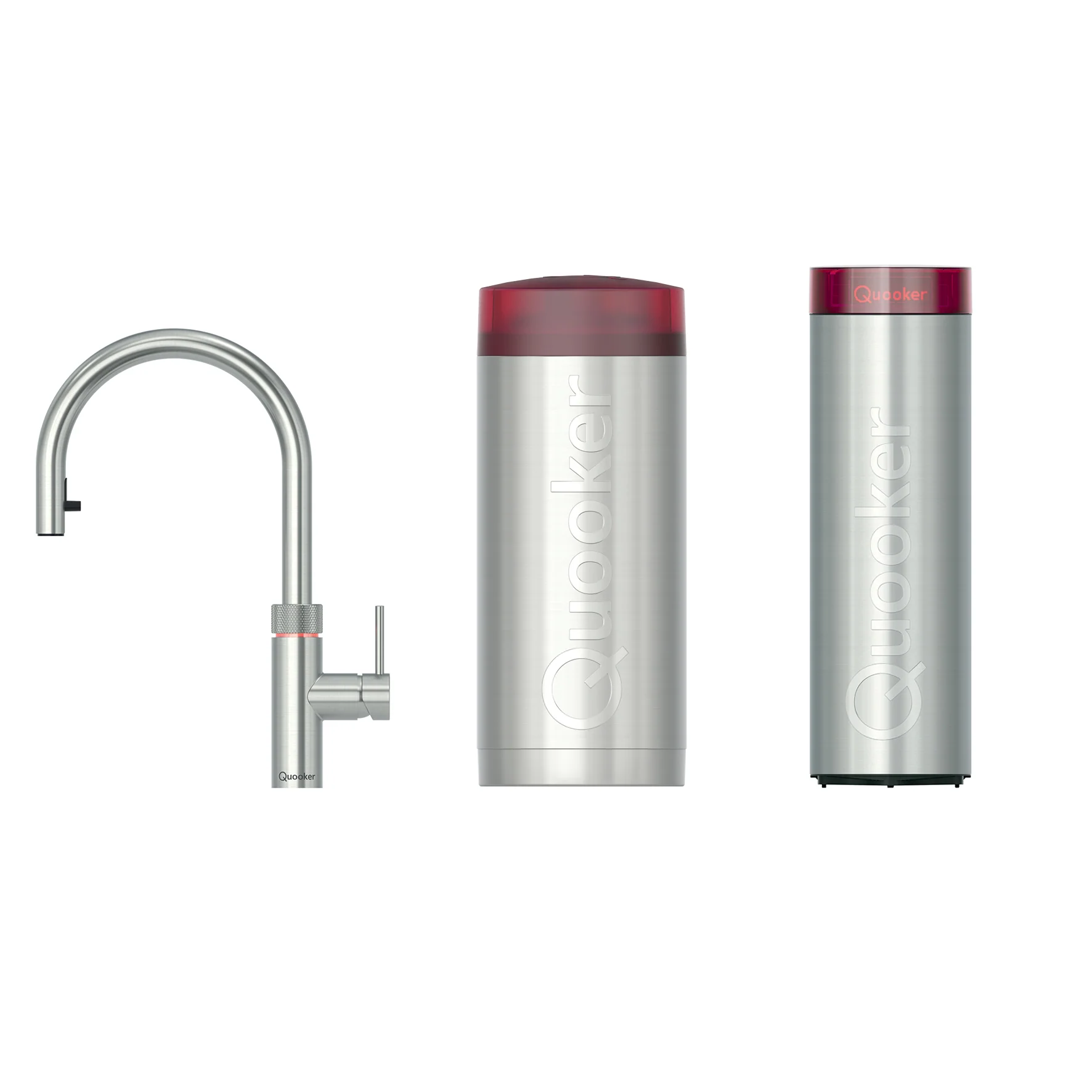 Quooker 3 in 1 Flex Stainless Steel PRO3 Boiling Water Tap + CUBE