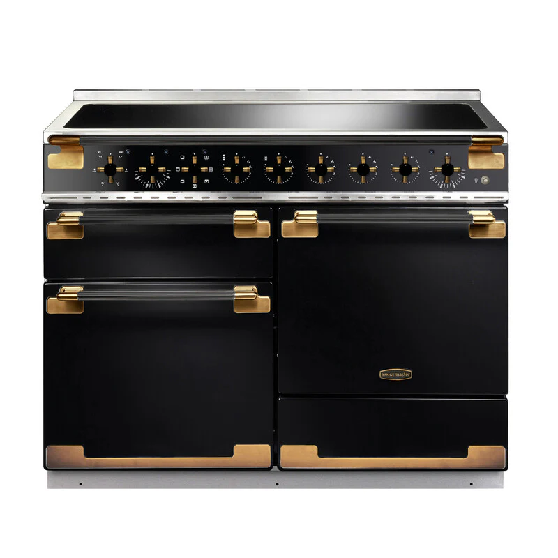 Rangemaster Elise Luxe ELS110EIGB/BE 110cm Induction Range Cooker Black with Black Antique Brass