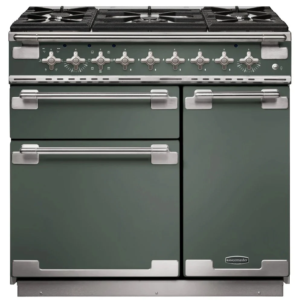 Rangemaster Elise 90cm Dual Fuel Range Cooker Mineral Green