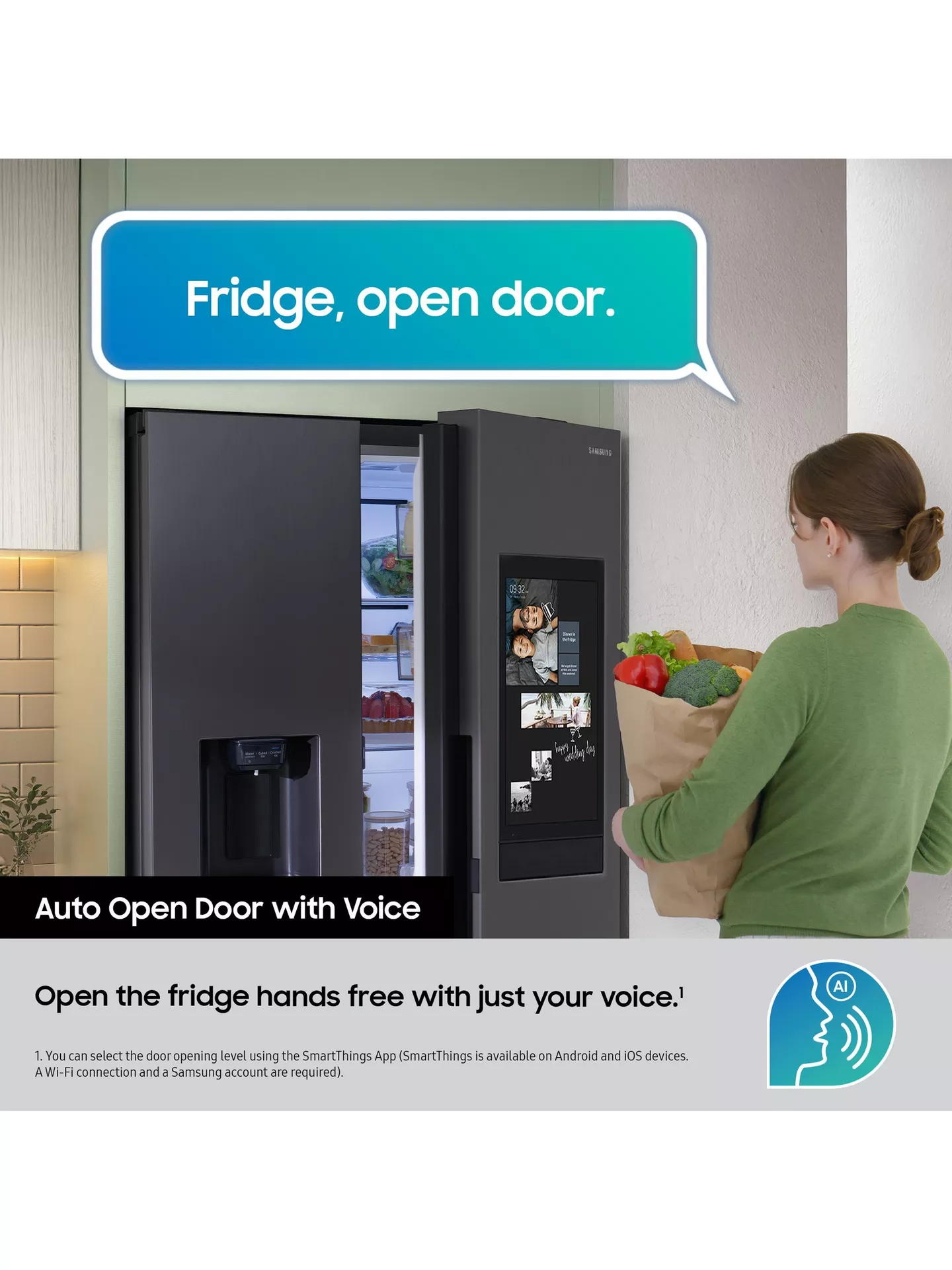 Samsung Bespoke AI Family Hub RS90F66BEFEU Black Plumbed American Fridge Freezer - Image 4