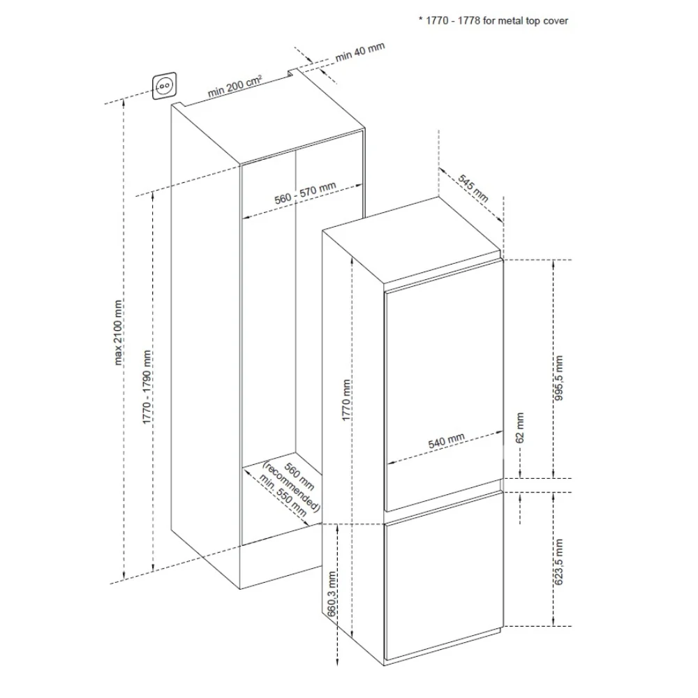 Sensis RFCMBI015470EW 70/30 Integrated Frost Free Fridge Freezer - Image 6