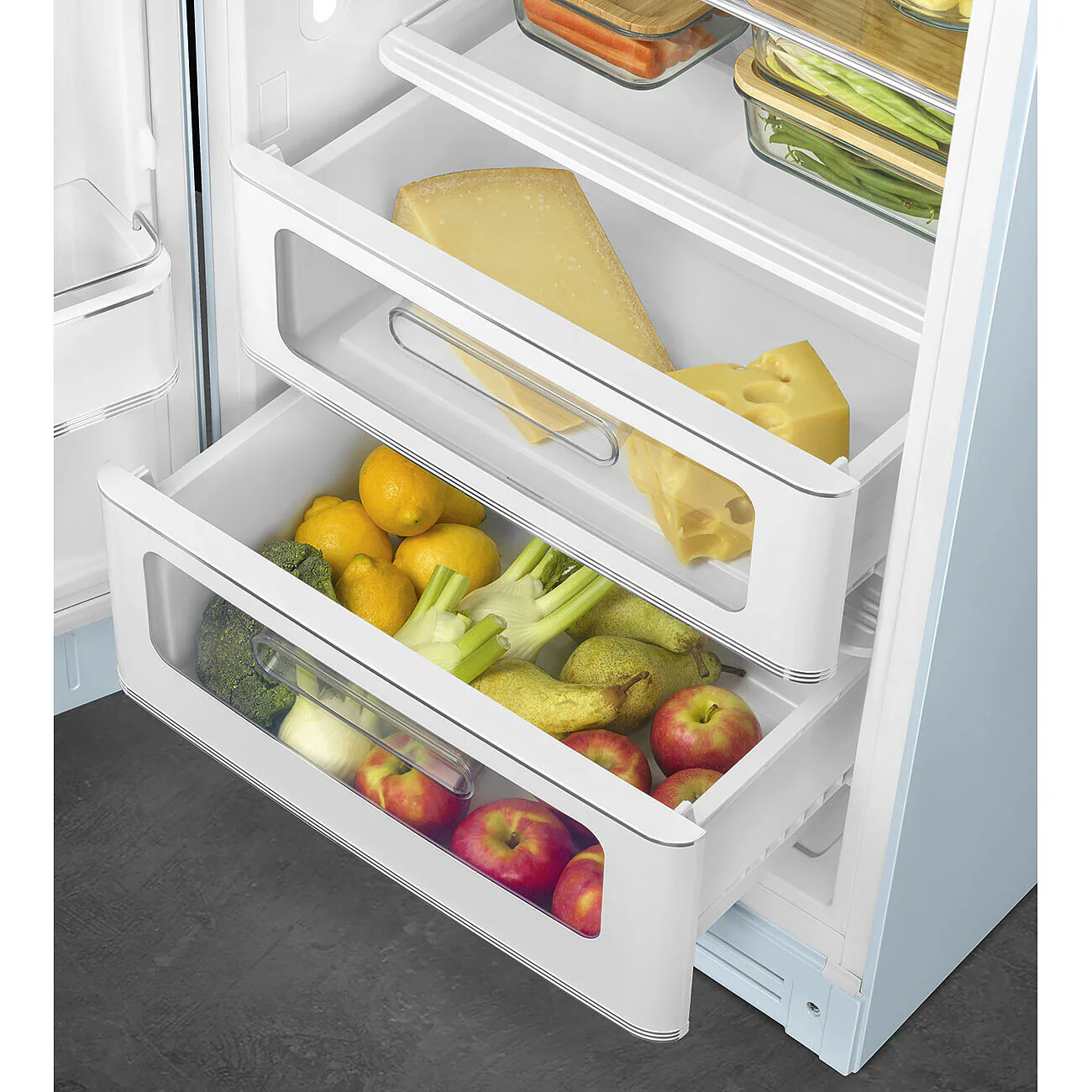 Smeg FAB28LPB6UK 50's Style Left Hand Hinge Retro Tall Fridge with Ice Box - Image 4