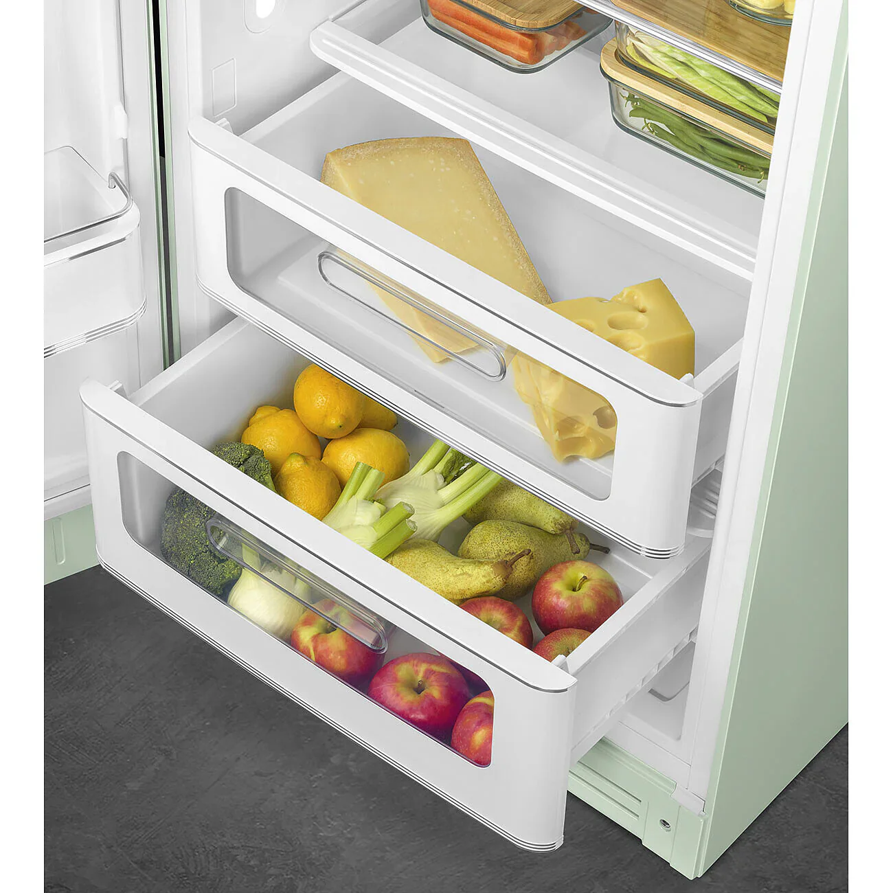 Smeg FAB28LPG6 50's Style Left Hand Hinge Retro Tall Fridge with Ice Box - Image 4