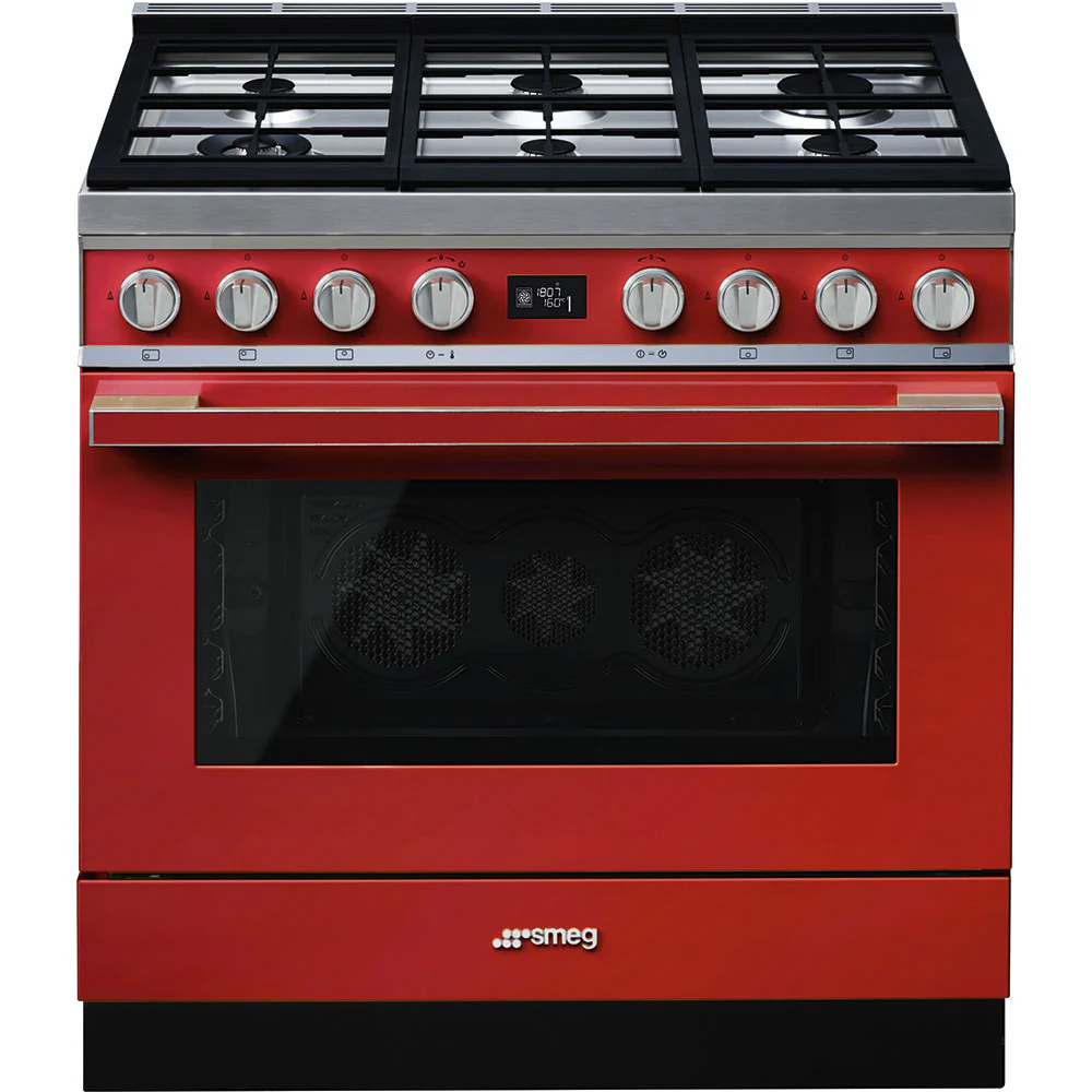 Smeg Portofino CPF9GPR Red 90cm Dual Fuel Range Cooker