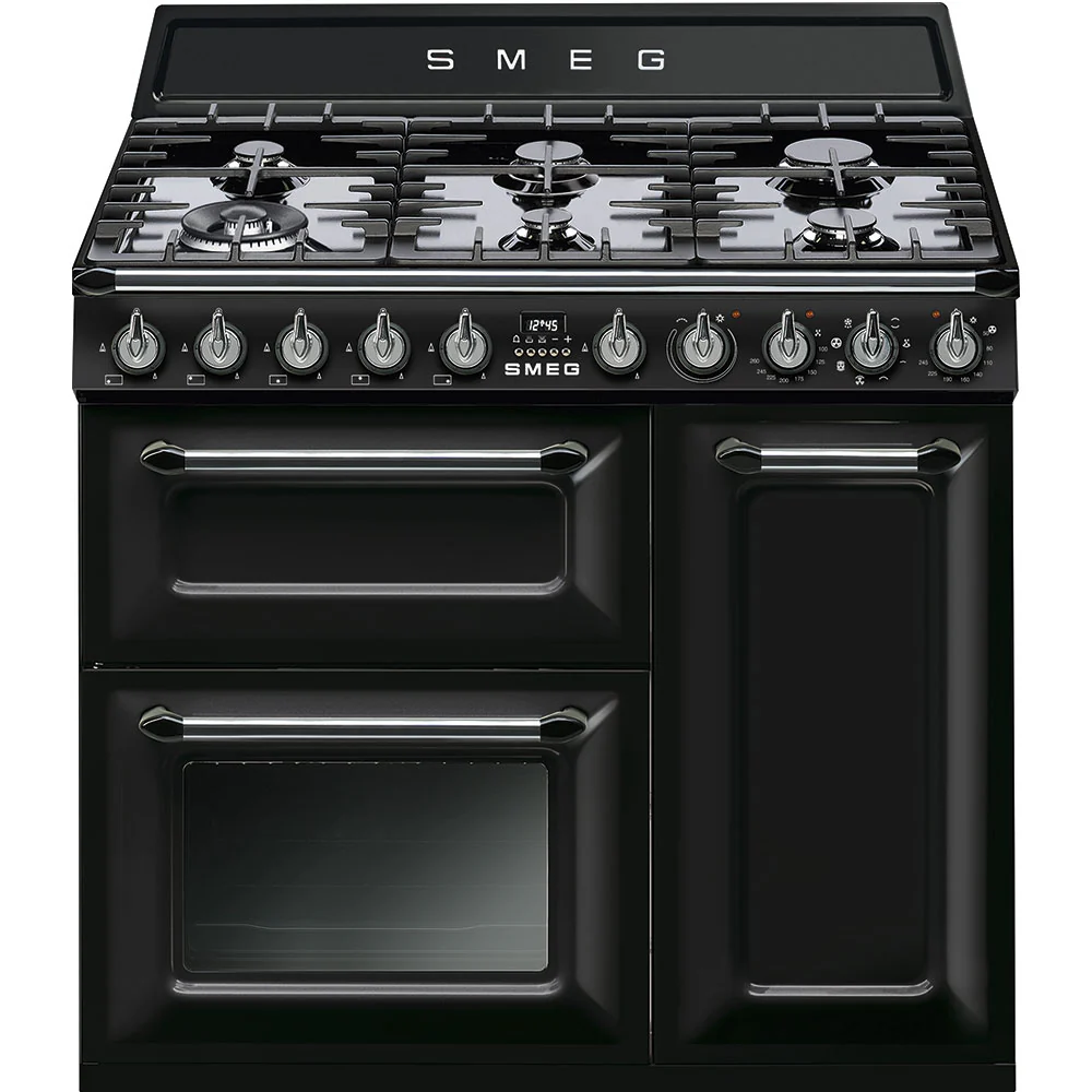 Smeg Victoria TR93BL 90cm Dual Fuel Range Cooker Black