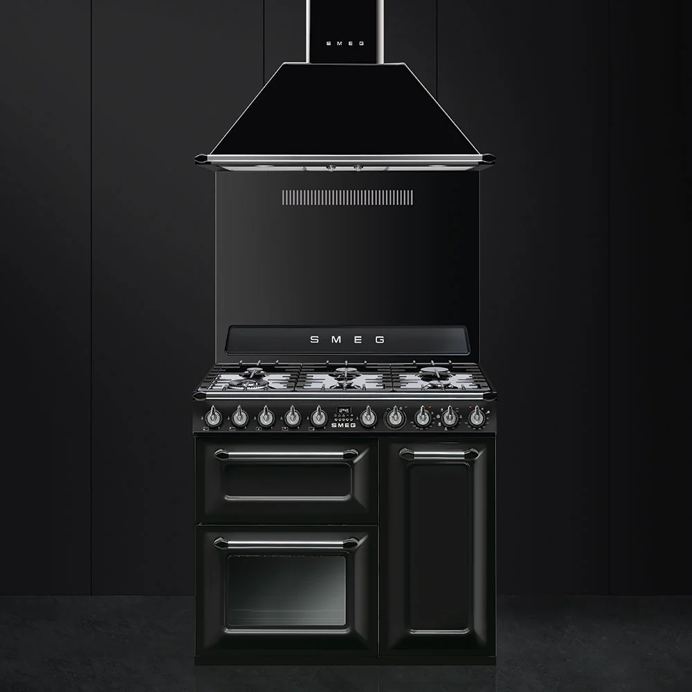 Smeg Victoria TR93BL 90cm Dual Fuel Range Cooker Black - Image 2
