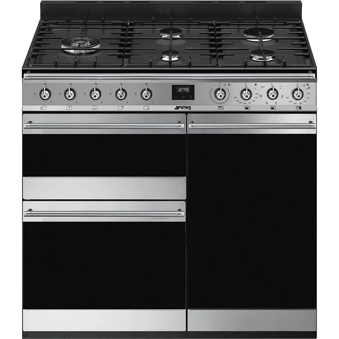 Smeg Symphony 90cm Dual Fuel Range Cooker Stainless Steel