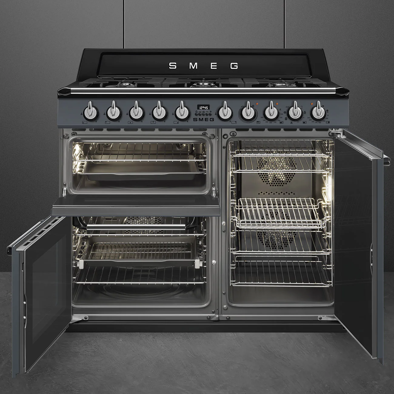 Smeg Victoria TR103GR 100cm Dual Fuel Range Cooker Slate Grey - Image 2