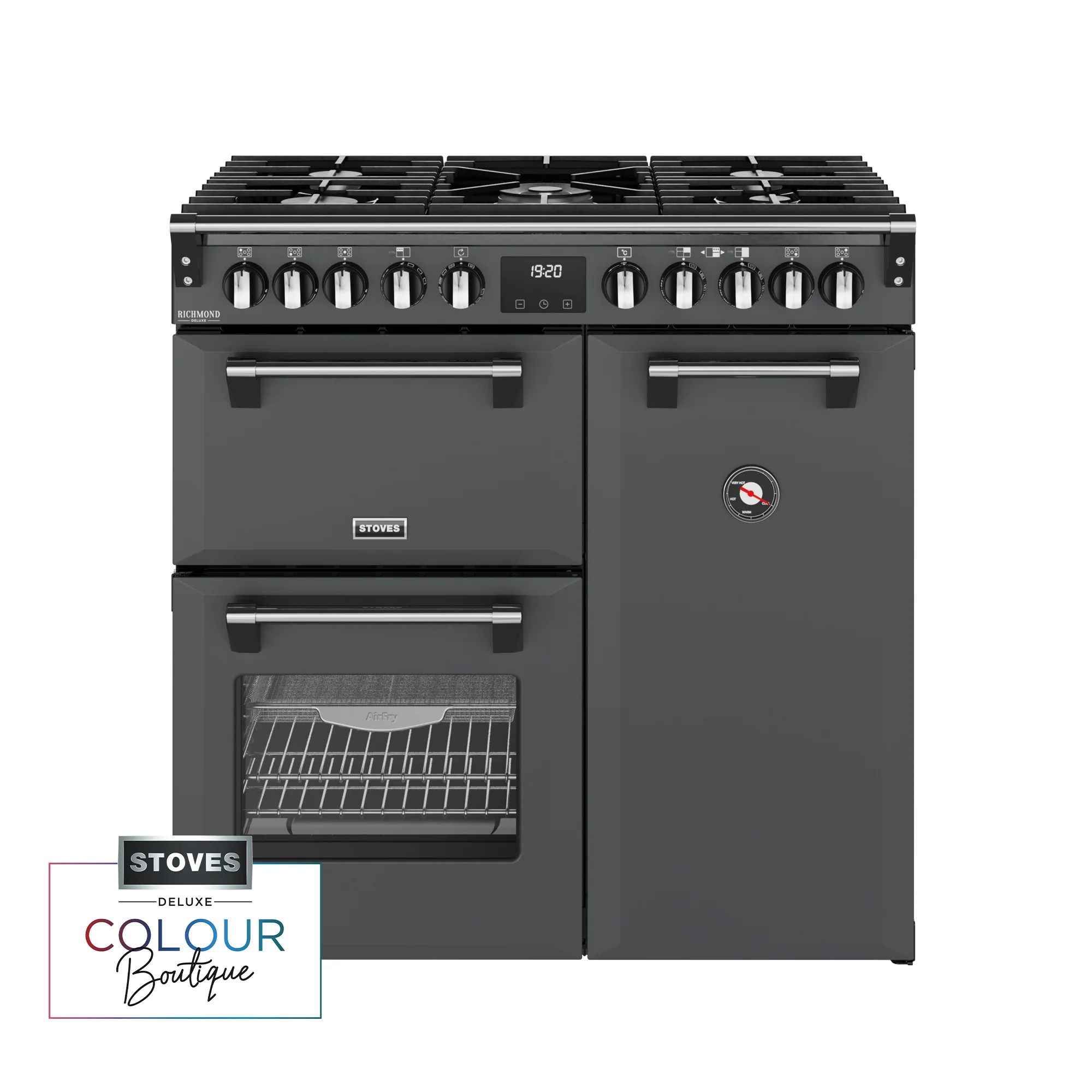 Stoves Richmond Deluxe 90cm Dual Fuel Range Cooker 444412003 Anthracite Grey