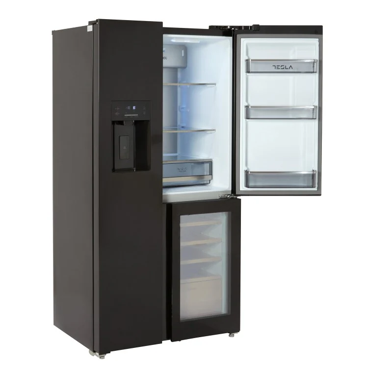 Tesla T530TDBG Black Plumbed American Fridge Freezer with Wine Storage - Image 3