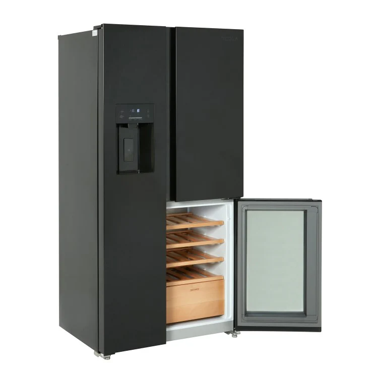 Tesla T530TDBG Black Plumbed American Fridge Freezer with Wine Storage - Image 4